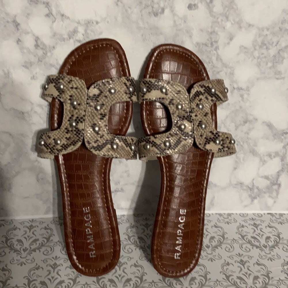 Rampage studded ,snake print flat saldals, size 10 - Picture 5 of 5